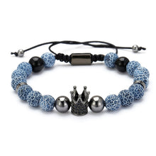 Load image into Gallery viewer, Fashion CZ Crown Charm Bracelet Men Women 2019 Trendy Natural Stone Bead Braided Macrame Bracelet Jewelry Gift Pulsera Hombre