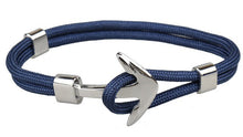 Load image into Gallery viewer, Navy Style Silver/Black Alloy Anchor Bracelet Multilayer Rope Chain Paracord Bracelet For Women Men