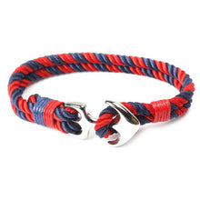 Load image into Gallery viewer, Navy Style Silver/Black Alloy Anchor Bracelet Multilayer Rope Chain Paracord Bracelet For Women Men