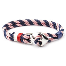 Load image into Gallery viewer, Navy Style Silver/Black Alloy Anchor Bracelet Multilayer Rope Chain Paracord Bracelet For Women Men