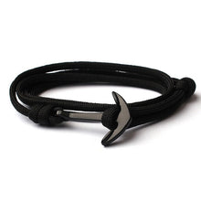 Load image into Gallery viewer, Navy Style Silver/Black Alloy Anchor Bracelet Multilayer Rope Chain Paracord Bracelet For Women Men