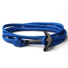 Load image into Gallery viewer, Navy Style Silver/Black Alloy Anchor Bracelet Multilayer Rope Chain Paracord Bracelet For Women Men