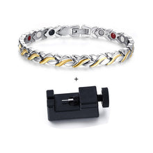 Load image into Gallery viewer, Vinterly Black Magnetic Bracelets for Women Chain Steel Magnetic Bracelet Benefits Germanium Punk Stainless Steel Bracelet Women