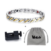 Load image into Gallery viewer, Vinterly Black Magnetic Bracelets for Women Chain Steel Magnetic Bracelet Benefits Germanium Punk Stainless Steel Bracelet Women