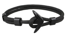 Load image into Gallery viewer, Navy Style Silver/Black Alloy Anchor Bracelet Multilayer Rope Chain Paracord Bracelet For Women Men