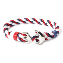 Load image into Gallery viewer, Navy Style Silver/Black Alloy Anchor Bracelet Multilayer Rope Chain Paracord Bracelet For Women Men