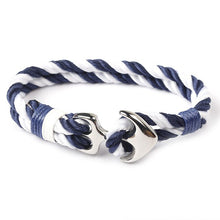 Load image into Gallery viewer, Navy Style Silver/Black Alloy Anchor Bracelet Multilayer Rope Chain Paracord Bracelet For Women Men