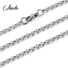 Load image into Gallery viewer, Aiovlo 2 3 4 5 6mm Stainless Steel Necklace O Link Necklace Chain Men Women Wholesale Accessories Chain for DIY Jewelry Making