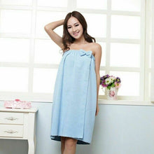 Load image into Gallery viewer, Newly Women Fast Drying Bowknot Wearable Bath Towel Shower SPA Wrap Body Beach Bathroom Bathrobe Robe Soft Absorbent Microfiber