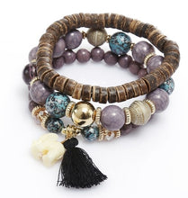 Load image into Gallery viewer, Hot Bohemian Bracelets Women Elephant Tassel Charm Bracelet Wooden Beads Couple Bracelet Vintage Boho Jewelry Elastic Pulseras