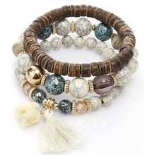 Load image into Gallery viewer, Hot Bohemian Bracelets Women Elephant Tassel Charm Bracelet Wooden Beads Couple Bracelet Vintage Boho Jewelry Elastic Pulseras