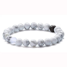 Load image into Gallery viewer, Fashion White Turquoises Beads Bracelet Men Natural Lava Stone Elastic Bracelets for Women Opal Healing Jewelry Pulsera Hombre