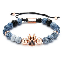 Load image into Gallery viewer, Fashion CZ Crown Charm Bracelet Men Women 2019 Trendy Natural Stone Bead Braided Macrame Bracelet Jewelry Gift Pulsera Hombre
