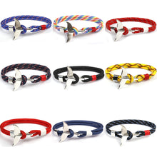 Load image into Gallery viewer, Eif Dock Trend Anchor Bracelet Silver Whale Tail Men Survival Rope Bracelet Men Male Women Jewelry Simple Hook Bracelts 2020