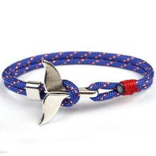Load image into Gallery viewer, Eif Dock Trend Anchor Bracelet Silver Whale Tail Men Survival Rope Bracelet Men Male Women Jewelry Simple Hook Bracelts 2020