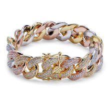 Load image into Gallery viewer, 18mm Wide Mixed Color AAA Zircon Miami Cuban Chain Bracelet Men Hip Hop Bling Iced Out Rhinestones CZ Rapper Bracelets Jewelry