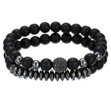 Load image into Gallery viewer, Bracelet Woman Men 8mm CZ Leopard Bracelet Set Charms Jewelry Hematite Stone Couple Lover Bracelets Bangles Pulseira Masculina