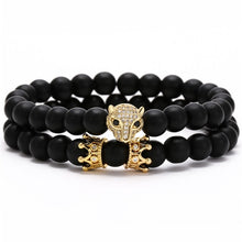 Load image into Gallery viewer, Bracelet Woman Men 8mm CZ Leopard Bracelet Set Charms Jewelry Hematite Stone Couple Lover Bracelets Bangles Pulseira Masculina
