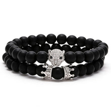 Load image into Gallery viewer, Bracelet Woman Men 8mm CZ Leopard Bracelet Set Charms Jewelry Hematite Stone Couple Lover Bracelets Bangles Pulseira Masculina