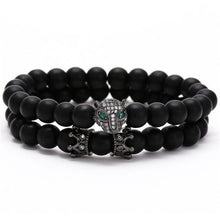 Load image into Gallery viewer, Bracelet Woman Men 8mm CZ Leopard Bracelet Set Charms Jewelry Hematite Stone Couple Lover Bracelets Bangles Pulseira Masculina