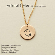 Load image into Gallery viewer, eManco Engrave Peace Dove Pendant Necklace for women Cute Animal Necklace women 316L Stainless Steel Necklace Jewelry