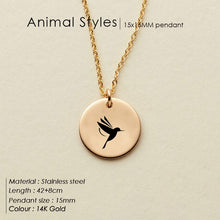 Load image into Gallery viewer, eManco Engrave Peace Dove Pendant Necklace for women Cute Animal Necklace women 316L Stainless Steel Necklace Jewelry