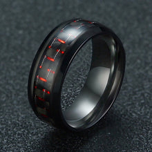 Load image into Gallery viewer, Vnox Carbon Fiber Ring Man Stainless Steel Metal Black Party Jewelry 4 Color