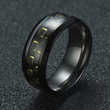 Load image into Gallery viewer, Vnox Carbon Fiber Ring Man Stainless Steel Metal Black Party Jewelry 4 Color