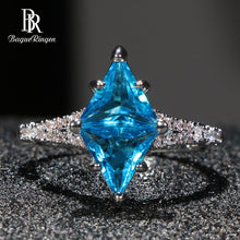 Load image into Gallery viewer, Bague Ringen New arrival women rings silver 925 jewlery with blue sapphire gemstones Wedding Engagement gifts size 6-10
