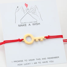 Load image into Gallery viewer, gold key bracelet for Women Men Couple Bracelet Chain Stainless steel key Bracelet charm bracelet red rope bracelet women men
