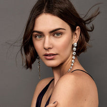 Load image into Gallery viewer, OCESRIO Silver Long Earrings for Women Austrian Crystal Long Evening Earrings womens jewelry Accessories ers-m57