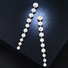Load image into Gallery viewer, OCESRIO Silver Long Earrings for Women Austrian Crystal Long Evening Earrings womens jewelry Accessories ers-m57