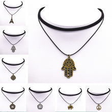 Load image into Gallery viewer, Hot Fashion Black Velvet Leather Retro Triangle Pendant Maxi Statement Multilayer Chokers Necklace Women 2019 Torques Jewelry