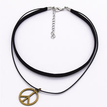 Load image into Gallery viewer, Hot Fashion Black Velvet Leather Retro Triangle Pendant Maxi Statement Multilayer Chokers Necklace Women 2019 Torques Jewelry