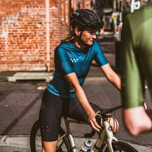 Load image into Gallery viewer, Blue casual cycling tops 2020 outdoor road bike short sleeve cycling jersey Team cycling women race wear good quality bike shirt
