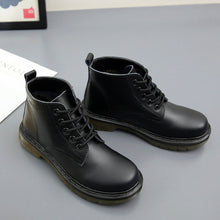 Load image into Gallery viewer, Leather Ankle Boots Round Head Women's Boots Spring and Autumn Popular Lace-up Fashion Rubber Waterproof Shoes Woman