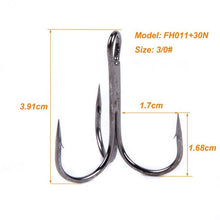 Load image into Gallery viewer, 100pcs Sharp Anchor Hook Size 2#-3/0# Sea Fishing Hooks Treble Hook Triple Hooks For Fishing Anzol De Pesca Catfish