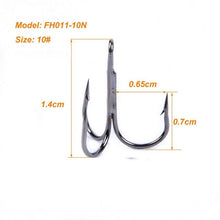 Load image into Gallery viewer, 100pcs Sharp Anchor Hook Size 2#-3/0# Sea Fishing Hooks Treble Hook Triple Hooks For Fishing Anzol De Pesca Catfish
