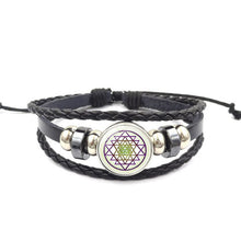 Load image into Gallery viewer, DIEZI Fashion Vintage Sri Yantra Bracelet Men Women Braided Leather Weave Handmade Rope Charm Bracelets & Bangles