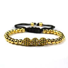 Load image into Gallery viewer, Braided Macrame Bracelet Men Pulseras Mujer Moda 2018 Jewelry Round Beaded Anil Arjandas Bracelets DIY Zirconia Pulsera Armband