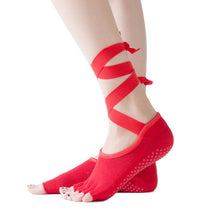 Load image into Gallery viewer, Women's High Quality Bandage Yoga Socks Anti Slip Quick-Dry Pilates Ballet Socks Good Satch Cotton Yoga Socks