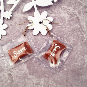 Fashion 1Pair Hot Korean Fun Candy Color earring Transparent  Heart Fashion Resign Rainbow Dangle Earrings women girls Jewelry