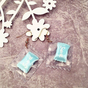 Fashion 1Pair Hot Korean Fun Candy Color earring Transparent  Heart Fashion Resign Rainbow Dangle Earrings women girls Jewelry