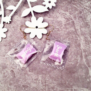 Fashion 1Pair Hot Korean Fun Candy Color earring Transparent  Heart Fashion Resign Rainbow Dangle Earrings women girls Jewelry