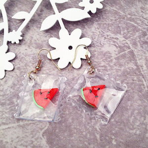 Fashion 1Pair Hot Korean Fun Candy Color earring Transparent  Heart Fashion Resign Rainbow Dangle Earrings women girls Jewelry