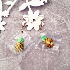 Fashion 1Pair Hot Korean Fun Candy Color earring Transparent  Heart Fashion Resign Rainbow Dangle Earrings women girls Jewelry