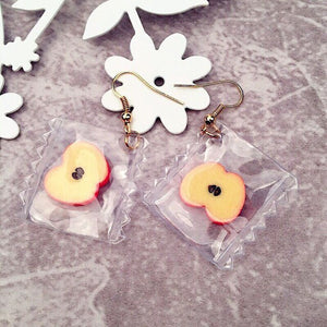 Fashion 1Pair Hot Korean Fun Candy Color earring Transparent  Heart Fashion Resign Rainbow Dangle Earrings women girls Jewelry