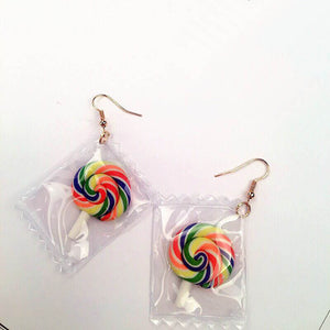 Fashion 1Pair Hot Korean Fun Candy Color earring Transparent  Heart Fashion Resign Rainbow Dangle Earrings women girls Jewelry