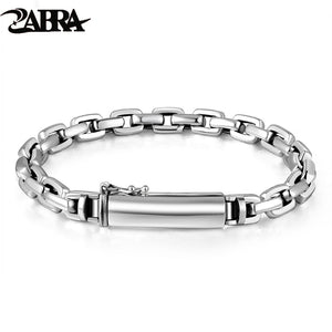 ZABRA Genuine 925 Sterling Silver Bracelet Man 7mm Thickness Customize Length Punk Rock Vintage Cross Bracelets Mans Jewelry