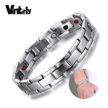 Load image into Gallery viewer, Vinterly Healing Bracelet Male Magnetic Germanium Stainless Steel Bracelets Men Hand Chain Hologram Bracelets for Men  Jewelry
